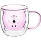 Кружка стеклянная PERFECTO LINEA Bear с двойными стенками 250 мл розовая (30-125204)