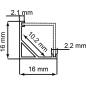 Профиль для светодиодной ленты угловой квадратный 16х16х2000 мм FERON CAB281 серебро (10300) - Фото 2