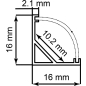 Профиль для светодиодной ленты угловой круглый 16х16х2000 мм FERON CAB280 серебро (10299) - Фото 2
