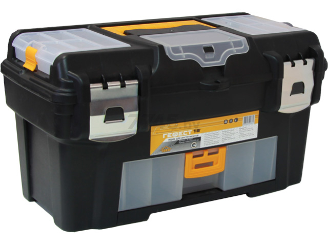 Ящик для инструмента пластмассовый ГЕФЕСТ 18 с консолью и коробками металлические замки (М2944)