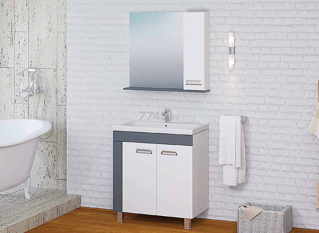 Шкаф с зеркалом для ванной АВН Лофт 80 (62.23 (5)) - Фото 4