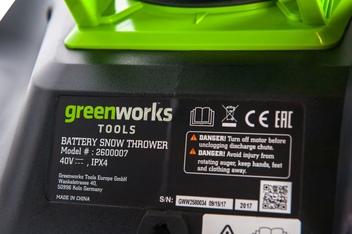 Снегоуборщик аккумуляторный GREENWORKS GD40ST (2600007) - Фото 9