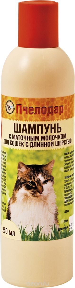 Шампунь для длинношерстных кошек PCHELODAR с маточным молочком 250 мл (4607145631357)