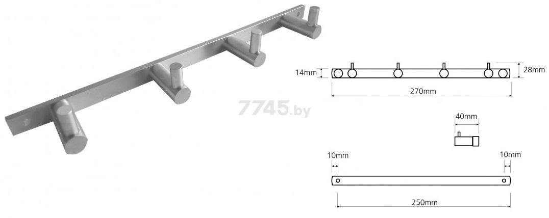 Крючок для ванной BEMETA Neo нержавеющая сталь (104606105) - Фото 2