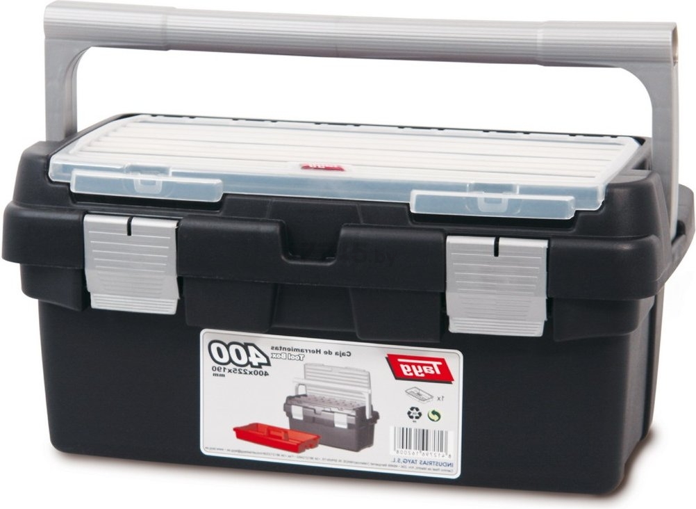 Ящик для инструмента пластмассовый 40x22,5x19 см с лотком TAYG 400 (162008)