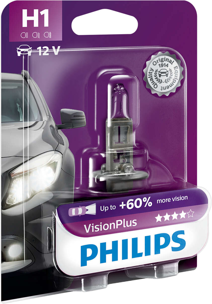 Лампа галогенная автомобильная PHILIPS VisionPlus H1 (12258VPB1) - Фото 2