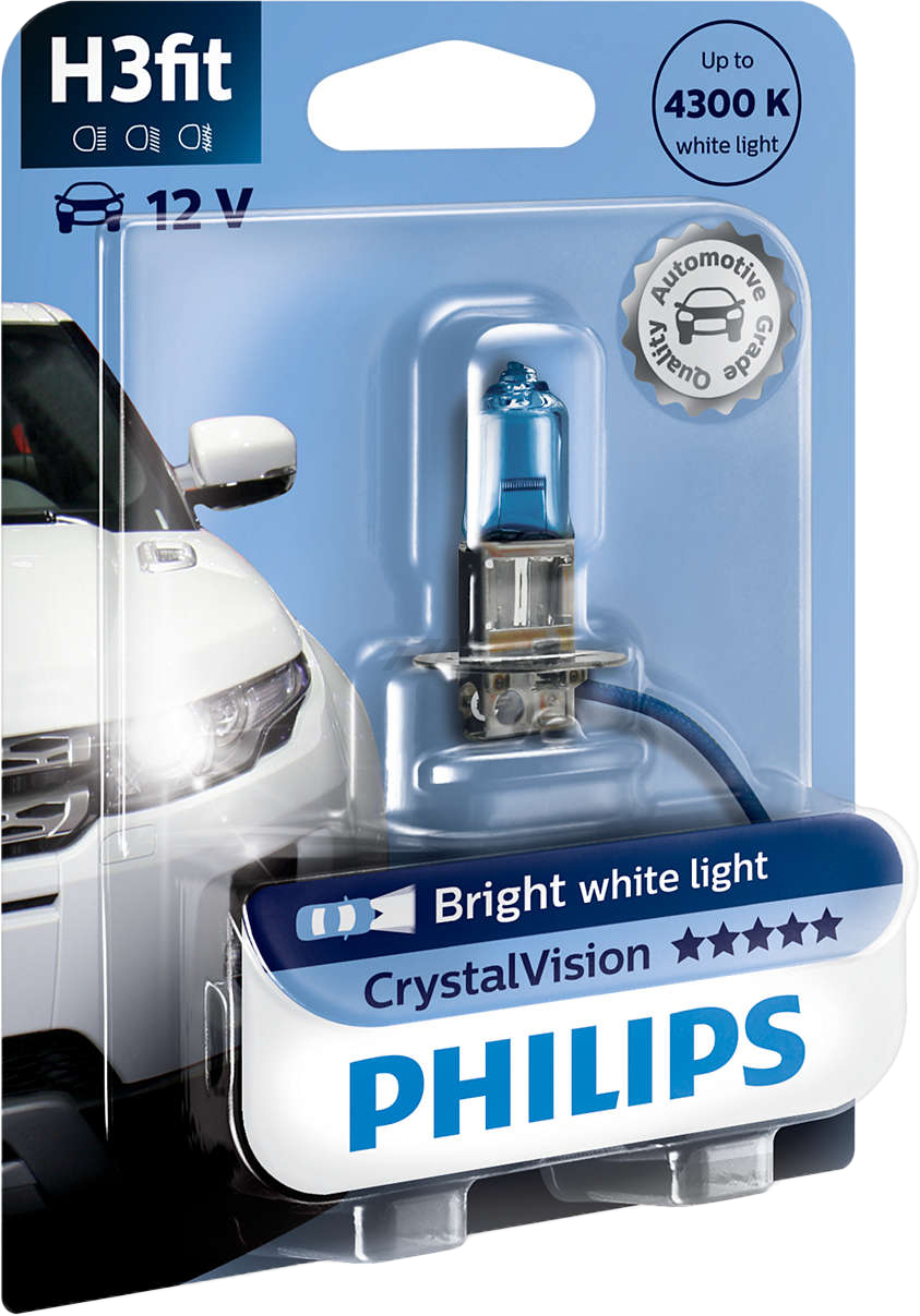 Лампа галогенная автомобильная PHILIPS CrystalVision H3 (12336CVB1) - Фото 3