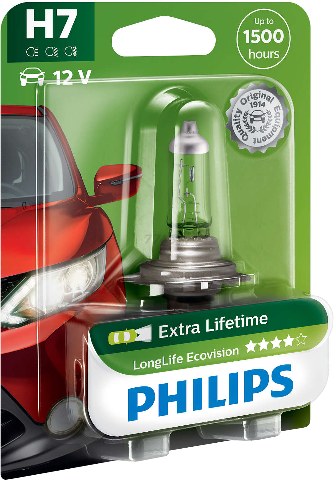 Лампа галогенная автомобильная PHILIPS LongLife EcoVision H7 (12972LLECOB1) - Фото 3