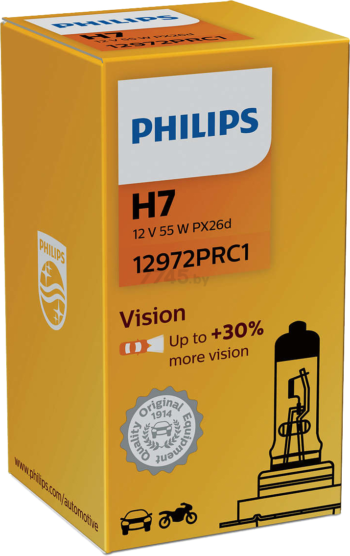 Лампа галогенная автомобильная PHILIPS Vision H7 (12972PRC1) - Фото 3