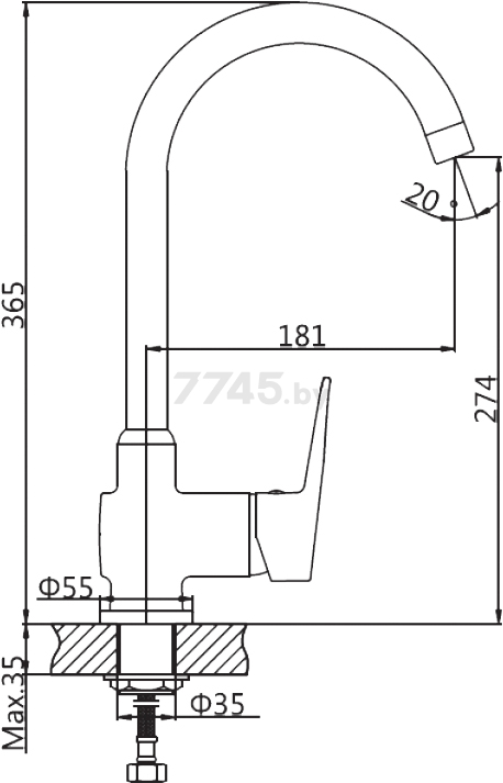 Смеситель для кухни AV ENGINEERING AVCID4-A557 (AVCID4-A557-610) - Фото 2