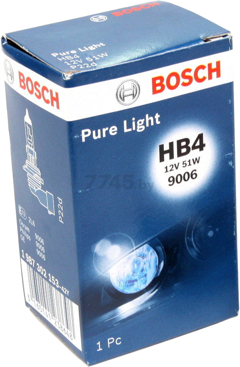 Лампа галогенная автомобильная BOSCH Pure Light HB4 (1987302153) - Фото 2