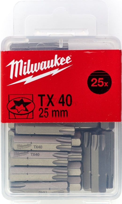 Бита для шуруповерта Torx TX40 25 мм MILWAUKEE 25 штук (4932399600)
