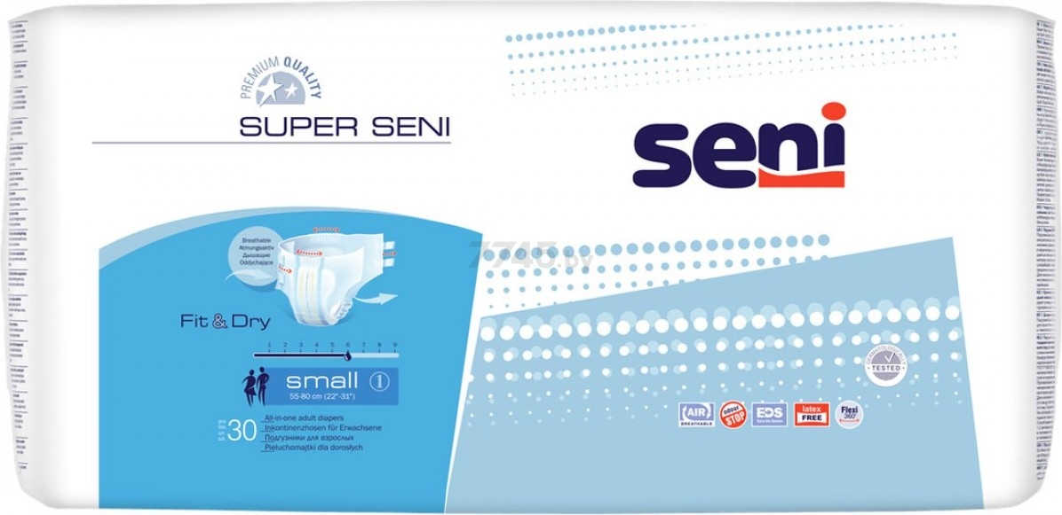 Подгузники для взрослых SENI Super 1 Small 55-80 см 30 штук (SE-094-SM30-A01)