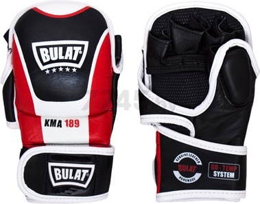 Перчатки BULAT Full Contact MMA кожа черный/красный/белый (KMA-189-M)