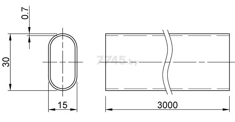 Труба мебельная AKS овальная 30х15х0,7 мм L3000 мм хром (23007) - Фото 2