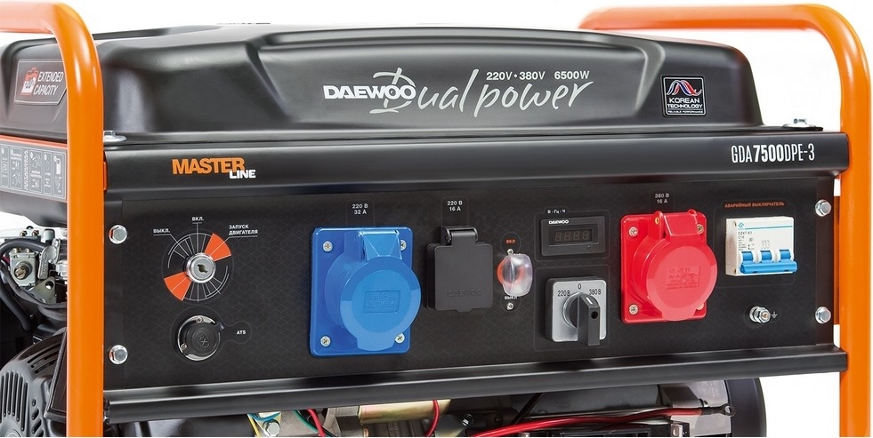 Генератор бензиновый DAEWOO POWER GDA 7500 DPE-3 - Фото 2