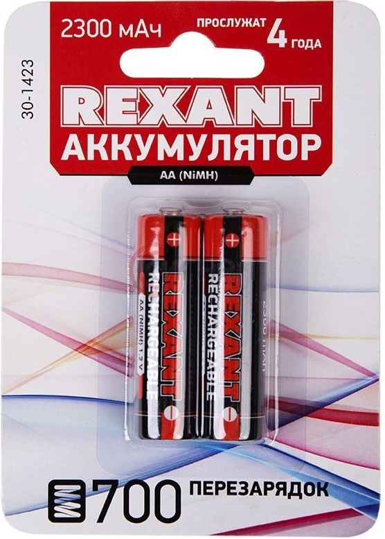 Аккумулятор АА Ni-MH REXANT 1,2 V 2300 mAh 2 штуки (30-1423)
