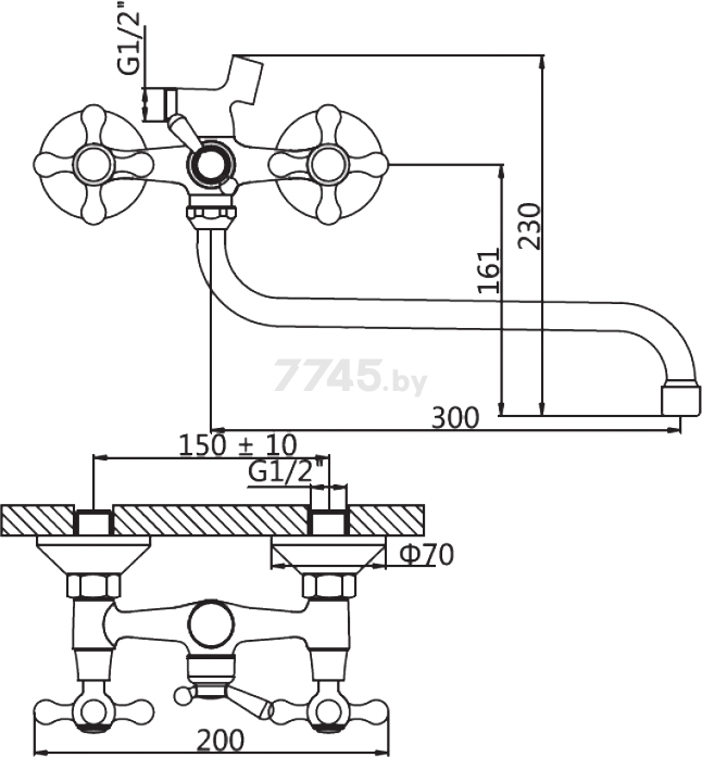 Смеситель для ванны AV ENGINEERING AVZBE7-A713 (AVZBE7-A713-603) - Фото 2