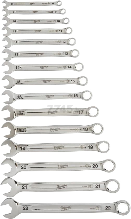 Набор ключей комбинированных 8-22 мм 15 предметов MILWAUKEE (4932464258) - Фото 7