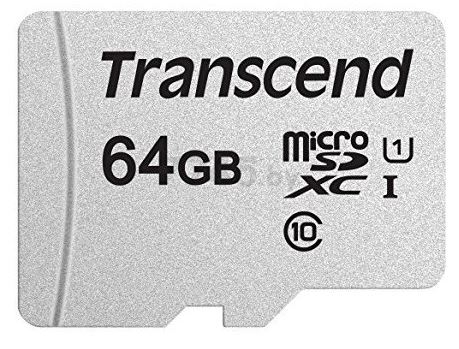 Карта памяти TRANSCEND MicroSDXC 64 Гб 300S с адаптером SD (TS64GUSD300S-A)