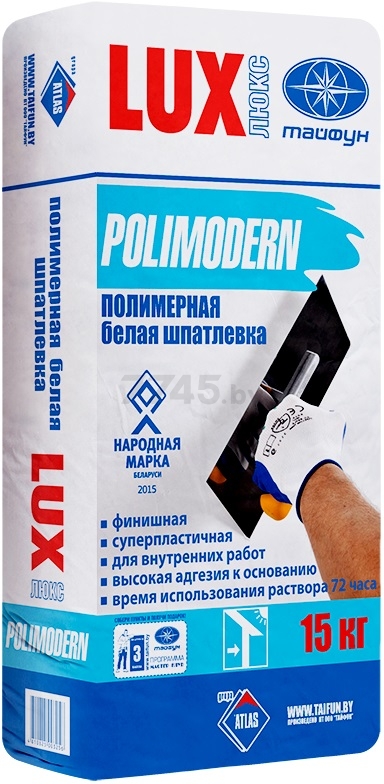 Шпатлевка полимерная финишная ТАЙФУН Люкс Polimodern белая 15 кг
