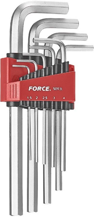 Набор ключей шестигранных 1,5-10 мм удлинённых 9 предметов FORCE (5093L)