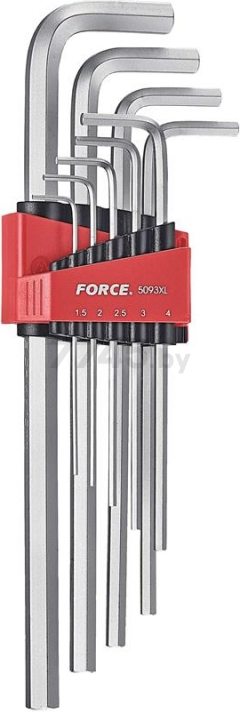 Набор ключей шестигранных 1,5-10 мм экстрадлинных 9 предметов FORCE (5093XL)