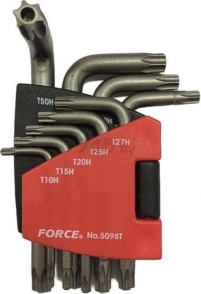 Набор ключей Torx Т10Н-Т50Н c отверстием 9 предметов FORCE (5098T)