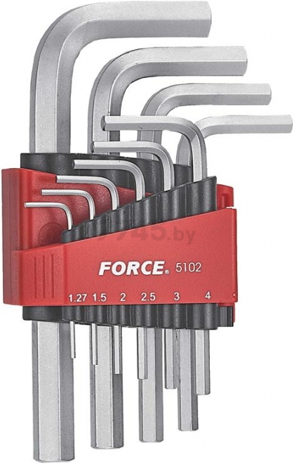 Набор ключей шестигранных 1,27-10 мм 10 предметов FORCE (5102)