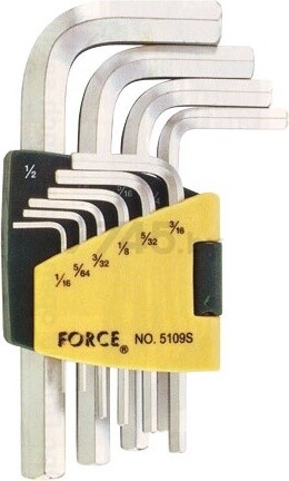 Набор ключей шестигранных 1/16"-1/2" 10 предметов FORCE (5109S)