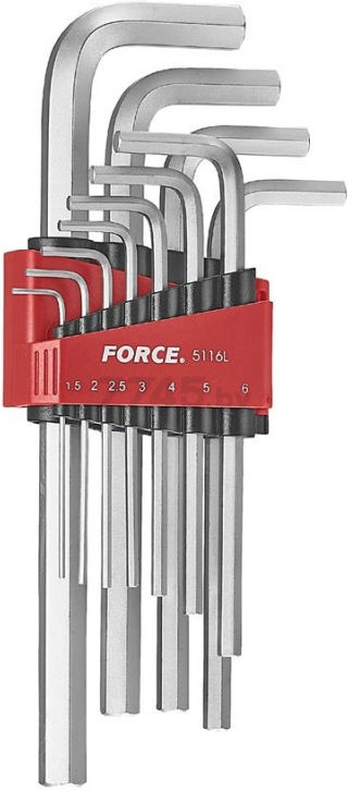 Набор ключей шестигранных 1,5-12 мм удлинённых 11 предметов FORCE (5116L)