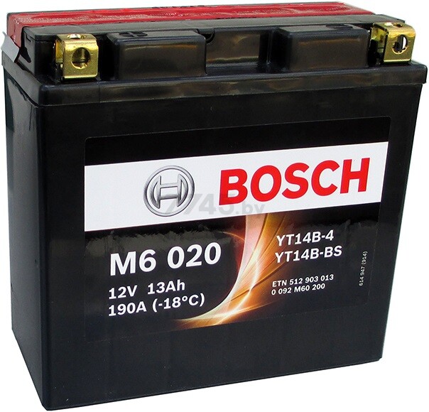 Аккумулятор для мотоцикла BOSCH M6 020 12 А·ч (512903013)