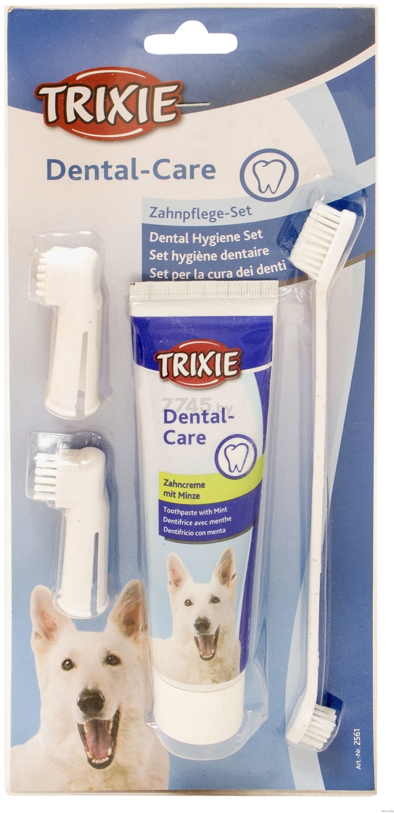 Набор для чистки зубов у собак TRIXIE 3 разных щетки и зубная паста 100 г (2561) - Фото 8