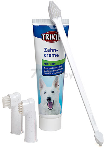 Набор для чистки зубов у собак TRIXIE 3 разных щетки и зубная паста 100 г (2561) - Фото 2