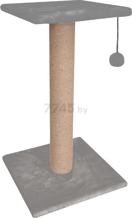Когтеточка из джута CAT-HOUSE Столбик с полкой 40×40×70 см серый (4810801202390) - Фото 2