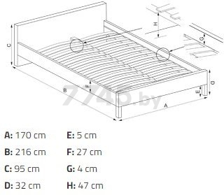 Кровать двуспальная HALMAR Merida светло-серый 160х200 см (V-CH-MERIDA-LOZ-J POPIEL) - Фото 2