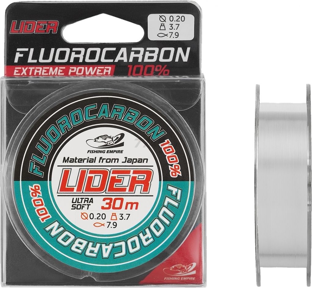 Леска флюорокарбоновая LIDER Fluorocarbon 100% 0,23 мм/30 м (FL- 0123)