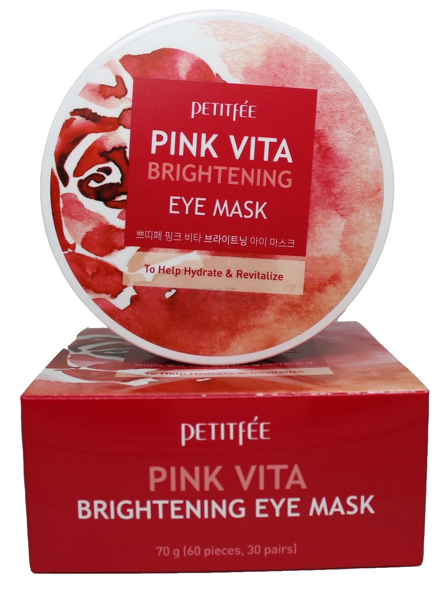 Патчи под глаза PETITFEE Pink Vita Brightening Eye Patch Hyaluron 60 штук (8809508850498) - Фото 2