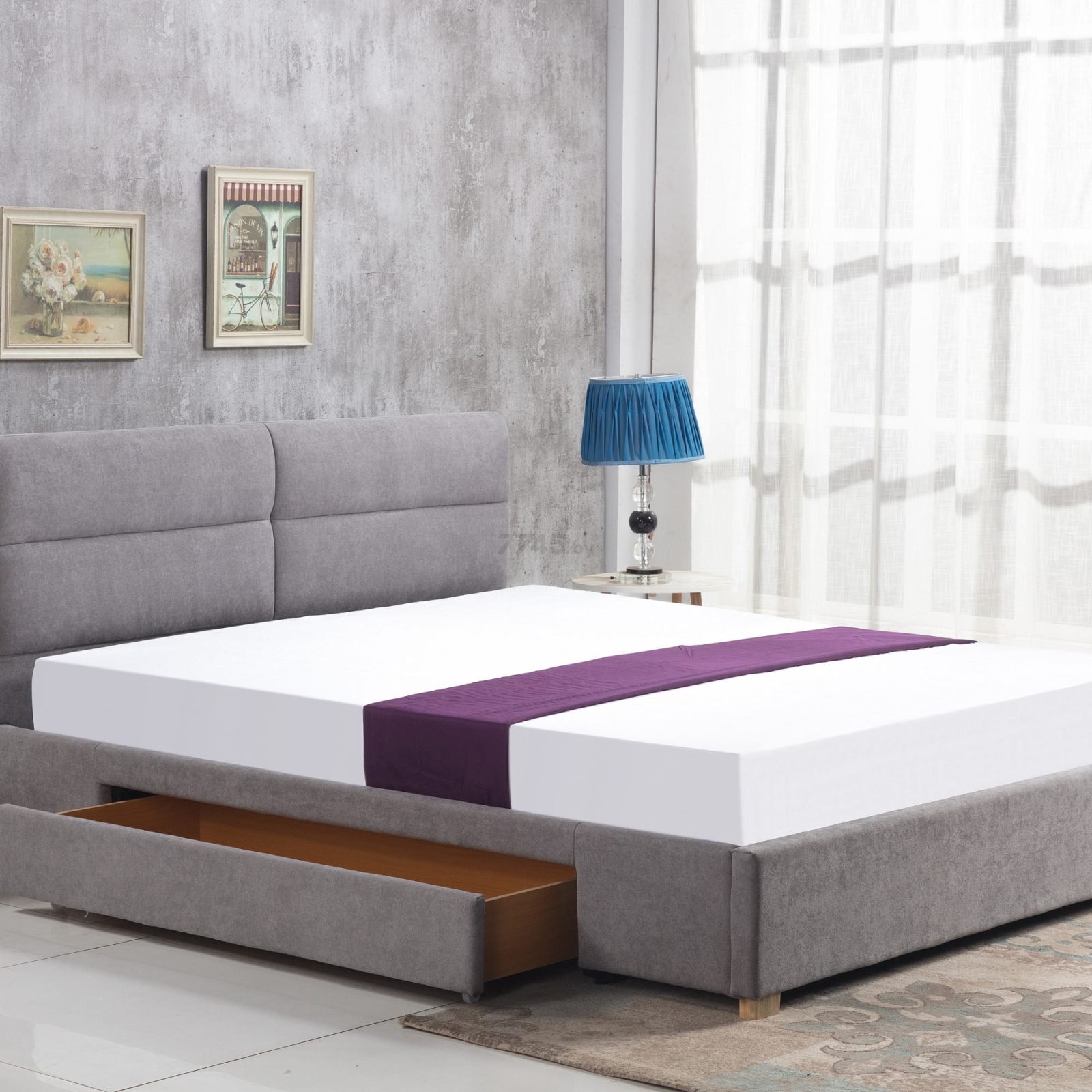 Кровать двуспальная HALMAR Merida светло-серый 160х200 см (V-CH-MERIDA-LOZ-J POPIEL)