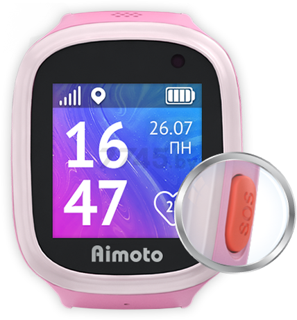 Умные часы детские Кнопка жизни AIMOTO Start 2 розовый - Фото 6