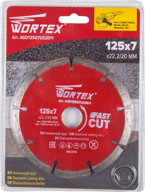 Круг алмазный 125х22 мм универсальный сегментированный WORTEX (AGD12507US2011)