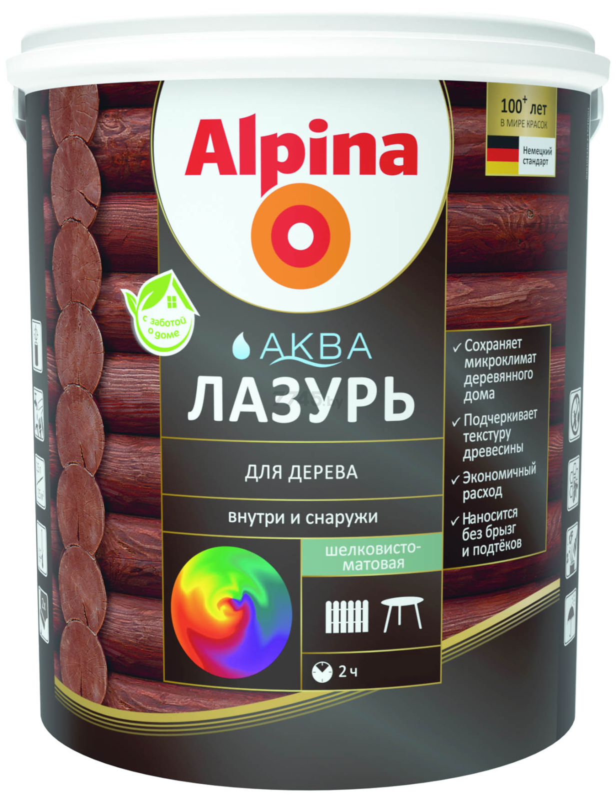 Лазурь для дерева ALPINA Аква рябина 0,9 л (948103483)