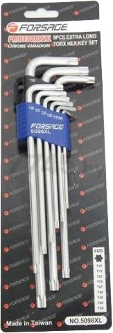 Набор ключей Torx T10-T50 9 предметов экстра длинных FORSAGE (F-5098XL)