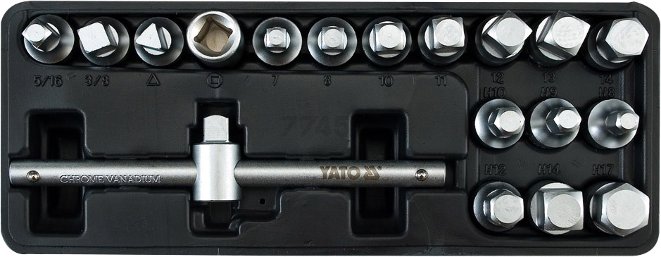 Набор головок 3/8" для сливных пробок 18 предметов YATO (YT-0599)