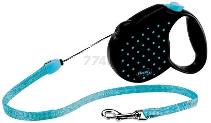 Поводок-рулетка для собак FLEXI Color S Dots трос 5 м до 12 кг голубая (14219)