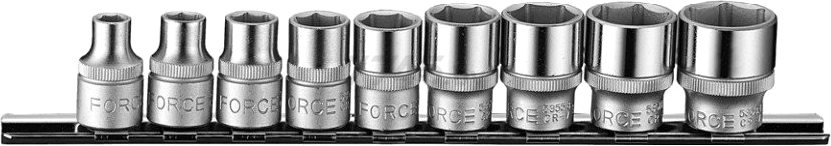 Набор головок 3/8" дюймовых 6 граней 9 предметов FORCE (3098)
