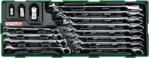 Набор ключей комбинированных с трещоткой 8-19 мм 15 предметов TOPTUL (GTA1541)