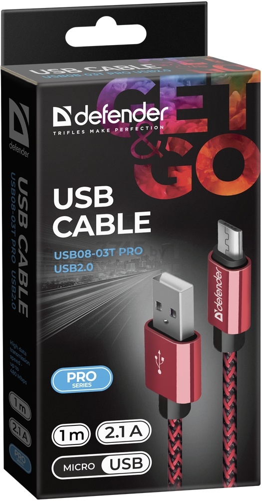 Кабель DEFENDER USB08-03T PRO USB-A - MicroUSB красный (87801) - Фото 4