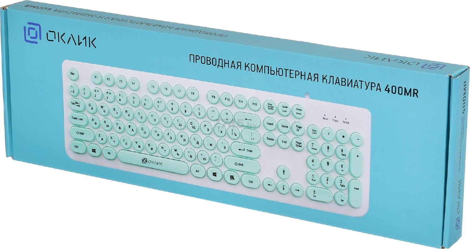 Клавиатура OKLICK 400MR белая/мятная - Фото 6