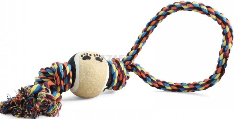 Игрушка для собак TRIOL Веревка с петлей 2 узла и мяч 0141XJ 45 см (12111029)